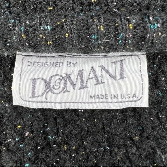 2x Vintage 🌈 Domani Black Rainbow Knit Sweater Long Sleeve Plus - Picture 8 of 8